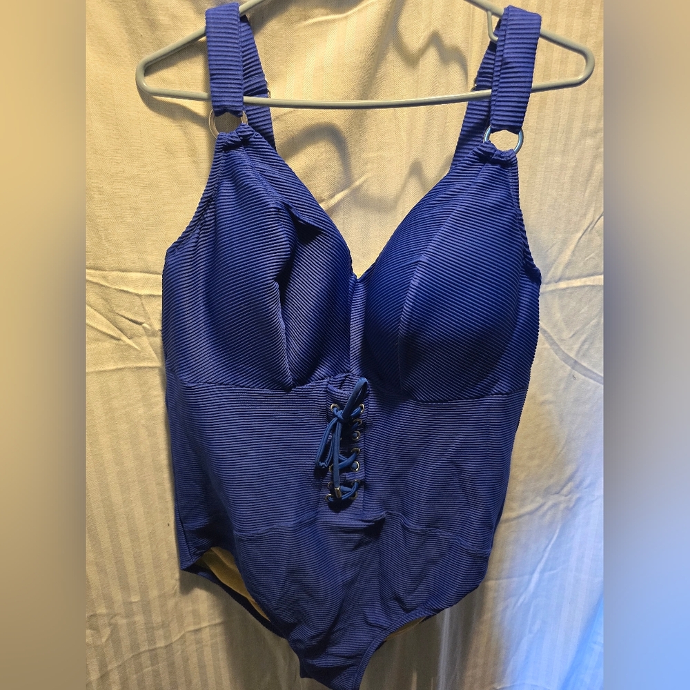 Blue Striped Swimsuit
